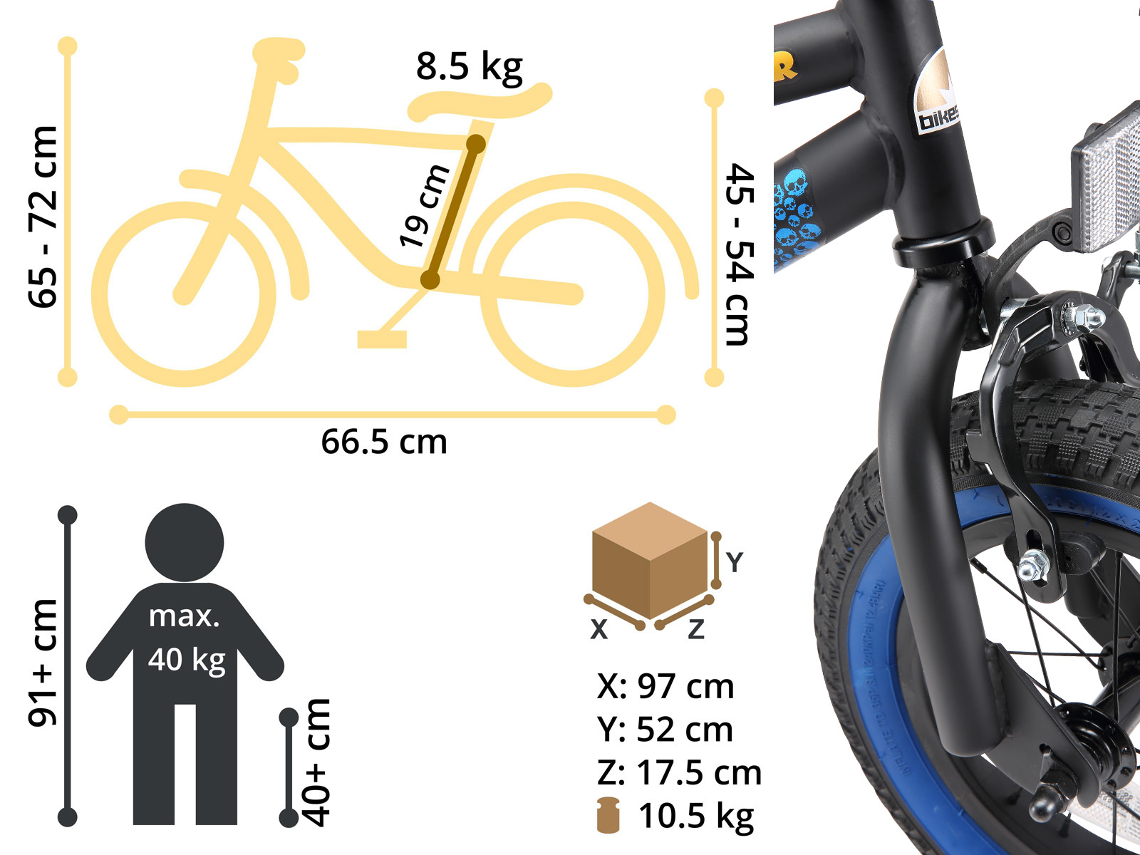 Bikestar kinderfiets BMX 12 inch zwart/blauw - Afbeelding 6