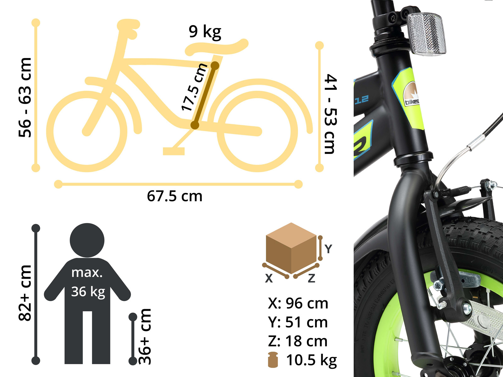 Bikestar kinderfiets Urban Jungle 12 inch zwart/groen - Afbeelding 6