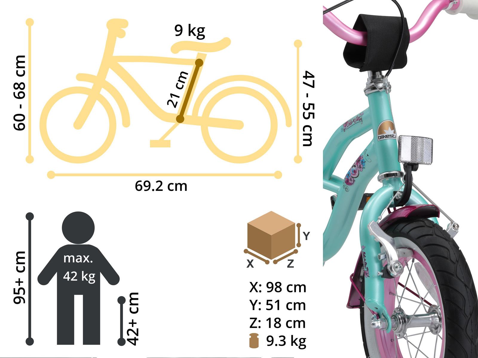 Bikestar kinderfiets Cruiser 12 inch mintgroen - Afbeelding 6