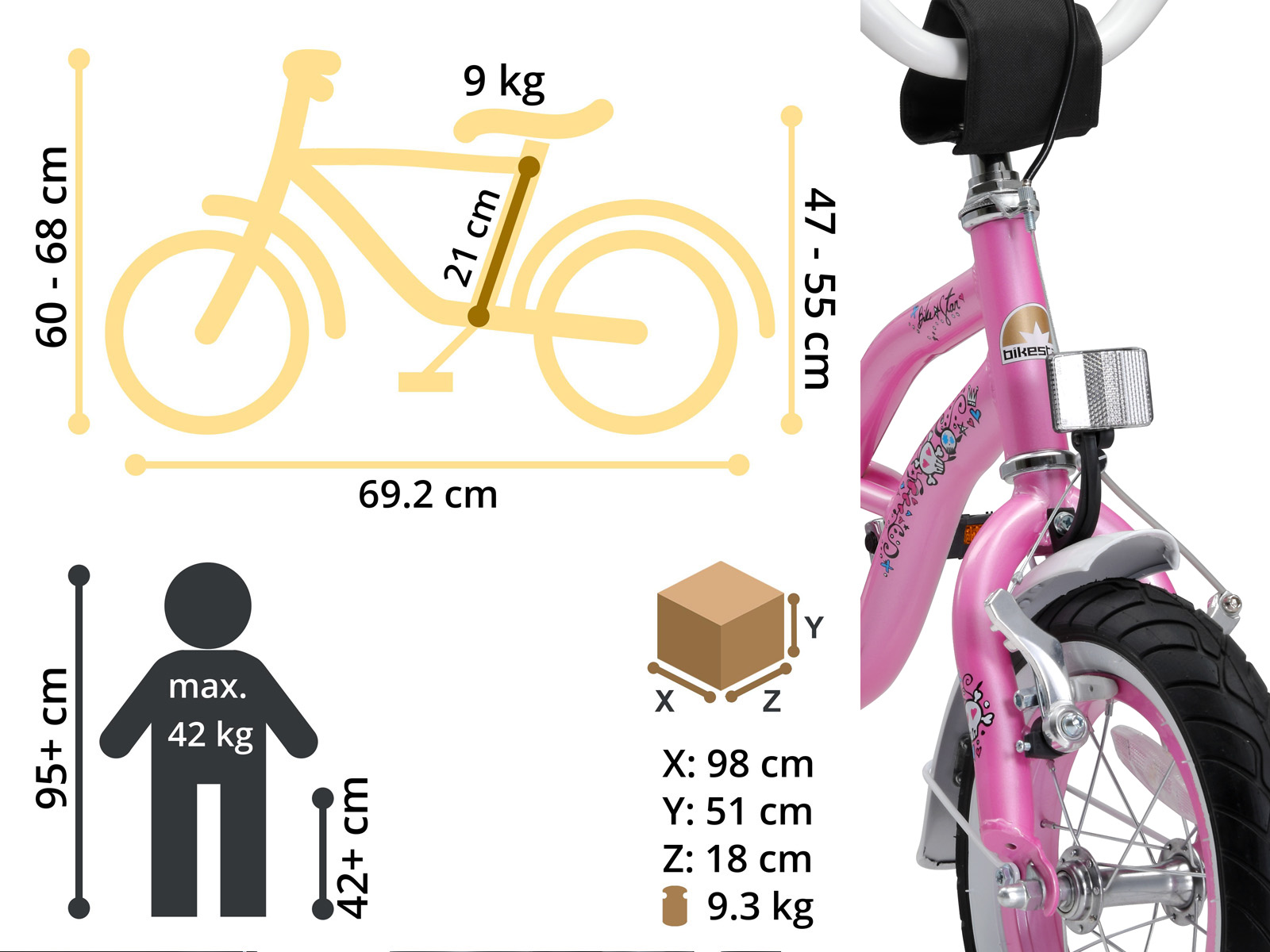 Bikestar kinderfiets Cruiser 12 inch roze - Afbeelding 6