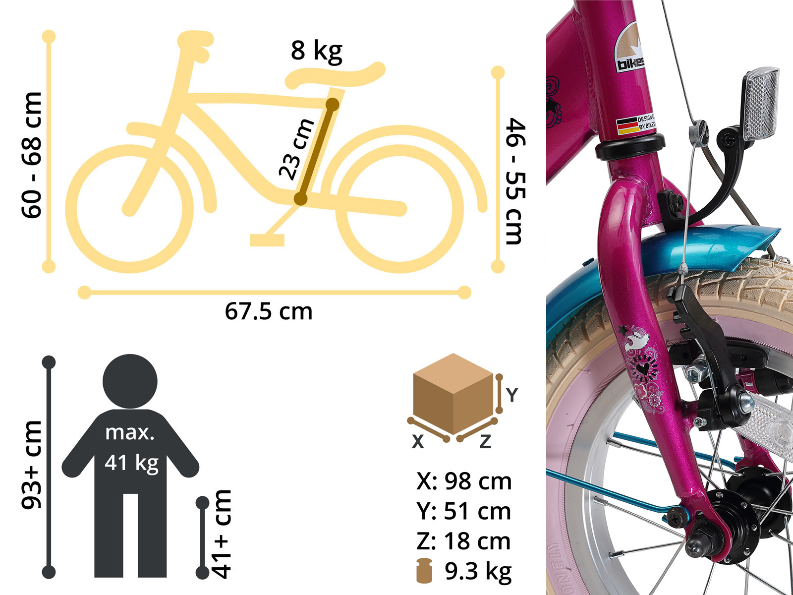 Bikestar kinderfiets Classic 12 inch paars/turquoise - Afbeelding 6