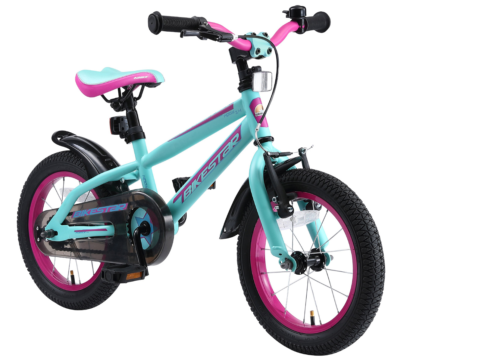 Bikestar kinderfiets Urban Jungle 14 inch turquoise/paars - Afbeelding 2