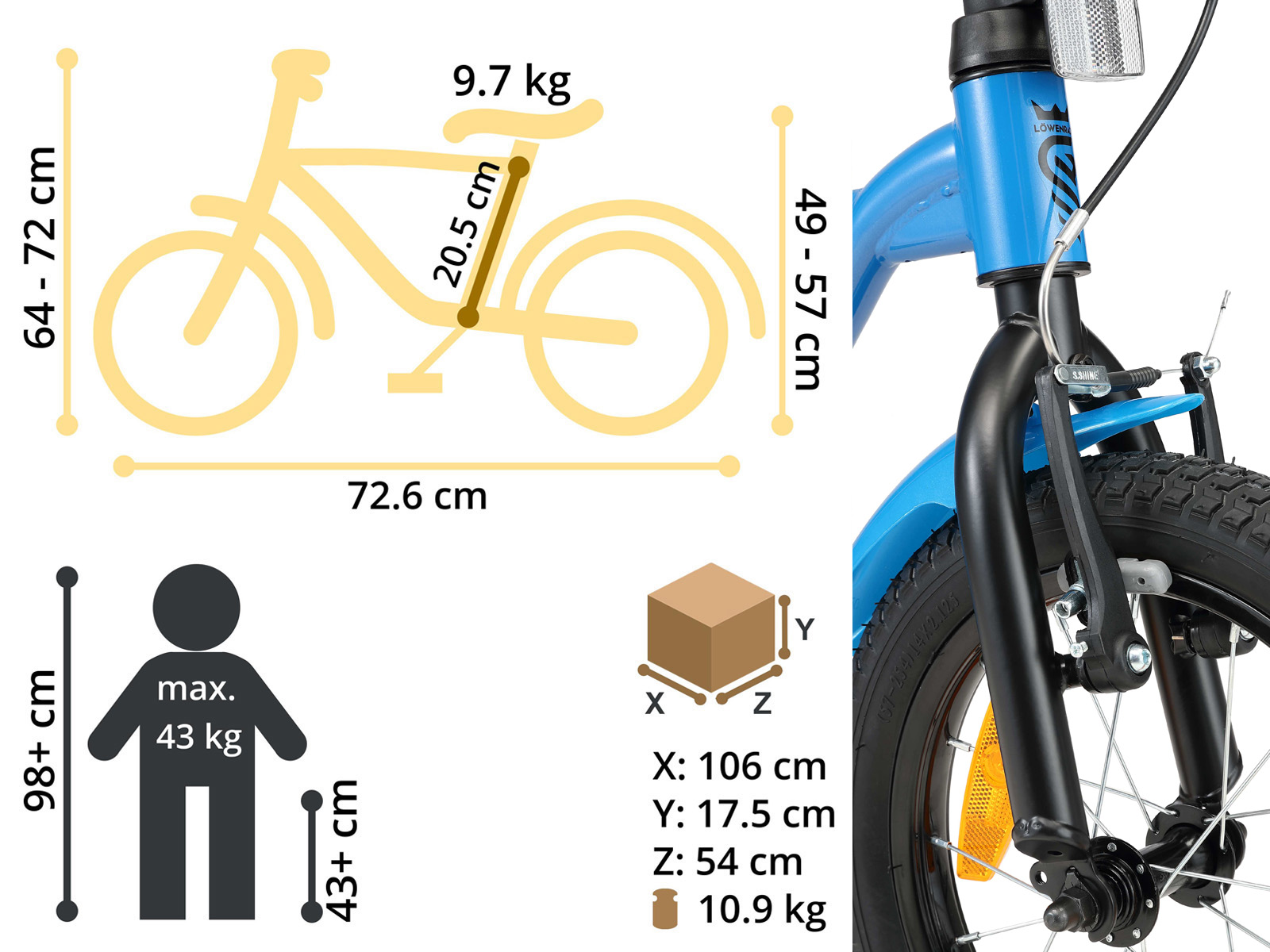 Löwenrad kinderfiets 14 inch wielen blauw - Afbeelding 6