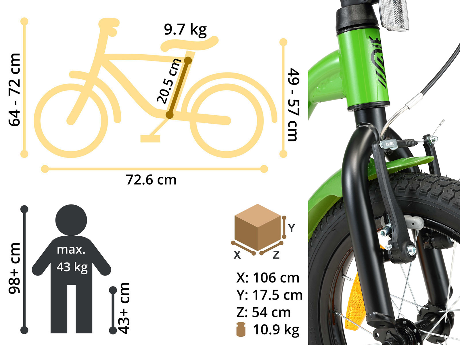 Löwenrad kinderfiets 14 inch wielen groen - Afbeelding 6