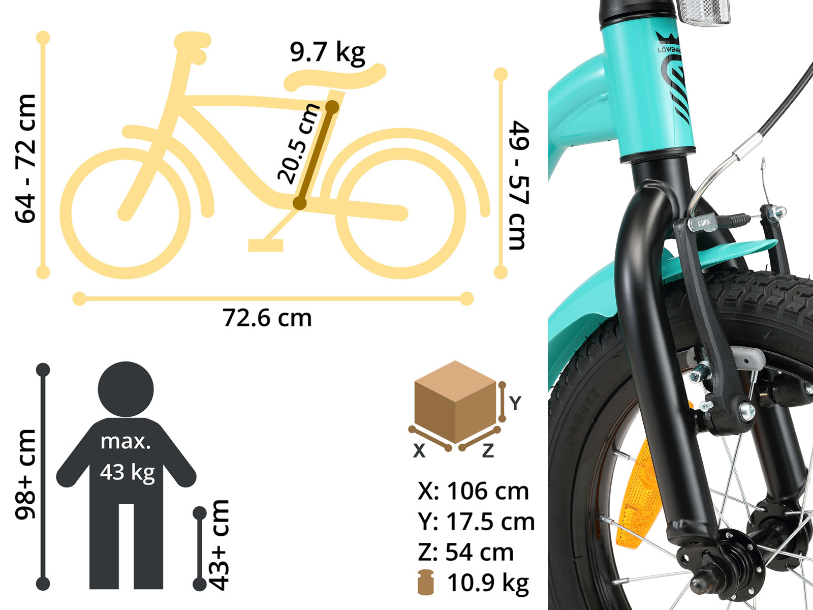 Löwenrad kinderfiets 14 inch wielen mintgroen - Afbeelding 6
