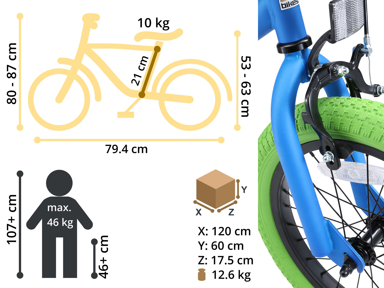 Bikestar kinderfiets BMX 16 inch blauw/groen - Afbeelding 6