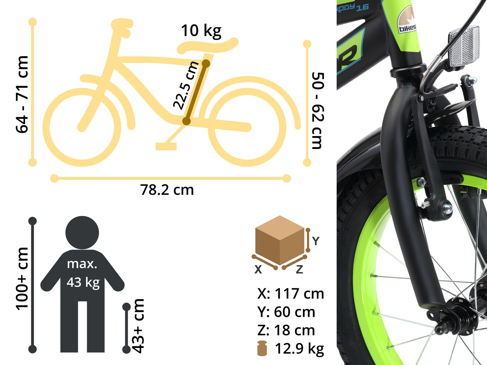 Bikestar kinderfiets Urban Jungle 16 inch, zwart/groen - Afbeelding 6