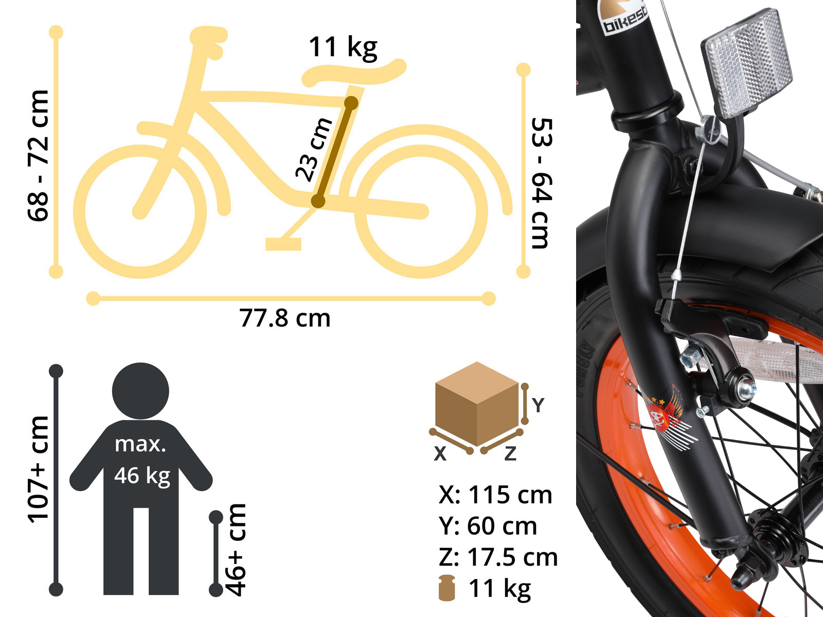 Bikestar kinderfiets Cruiser 16 inch zwart - Afbeelding 6