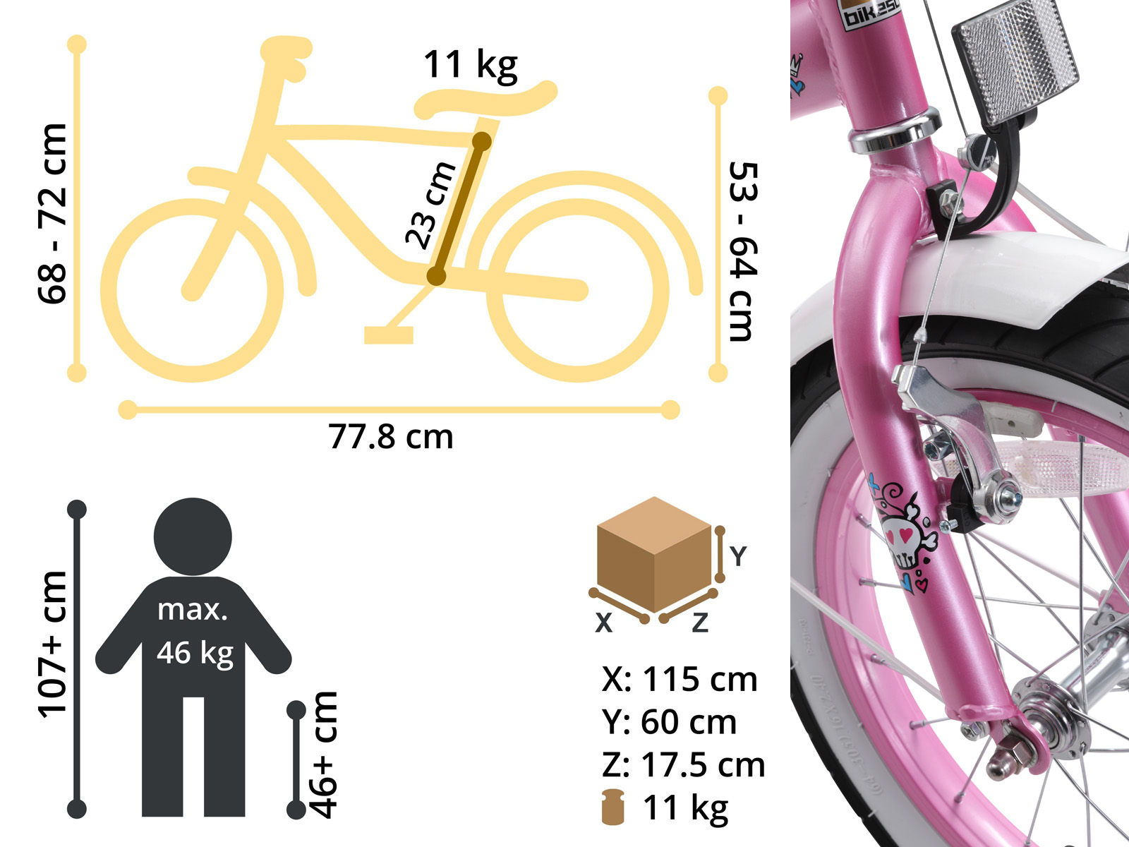 Bikestar kinderfiets Cruiser 16 inch roze - Afbeelding 6