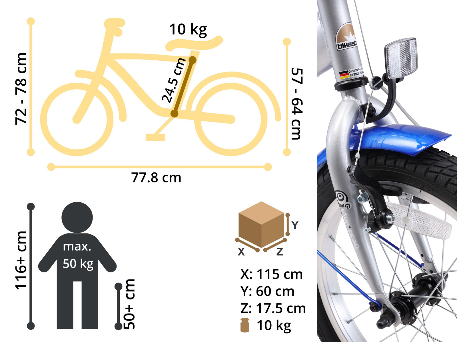 Bikestar kinderfiets Classic 16 inch zilver/blauw - Afbeelding 6