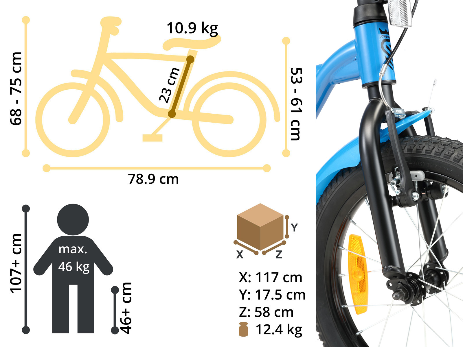 Löwenrad kinderfiets 16 inch wielen blauw - Afbeelding 6