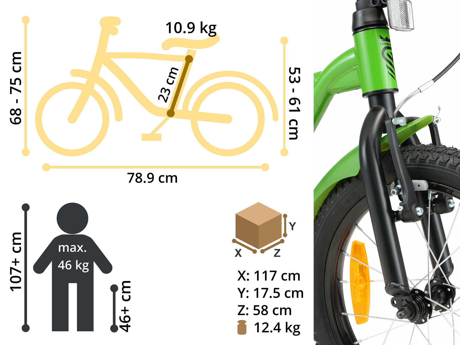 Löwenrad kinderfiets 16 inch wielen groen - Afbeelding 6
