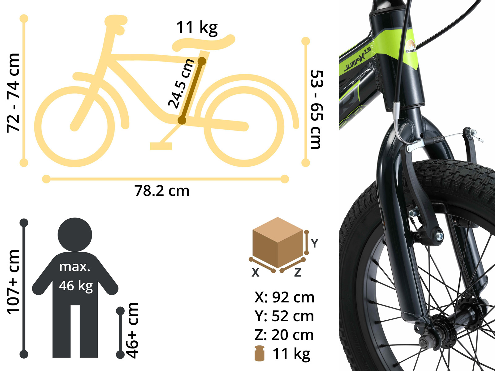 Bikestar kinderfiets Mountainbike alu 16 inch zwart/groen - Afbeelding 6