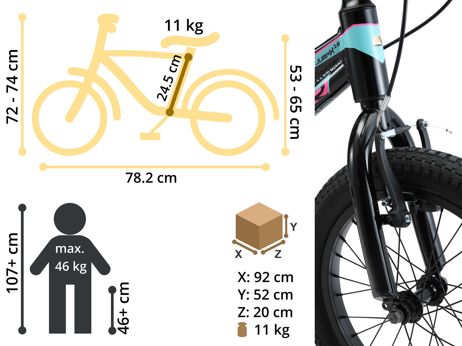 Bikestar kinderfiets Mountainbike alu 16 inch zwart/blauw - Afbeelding 6