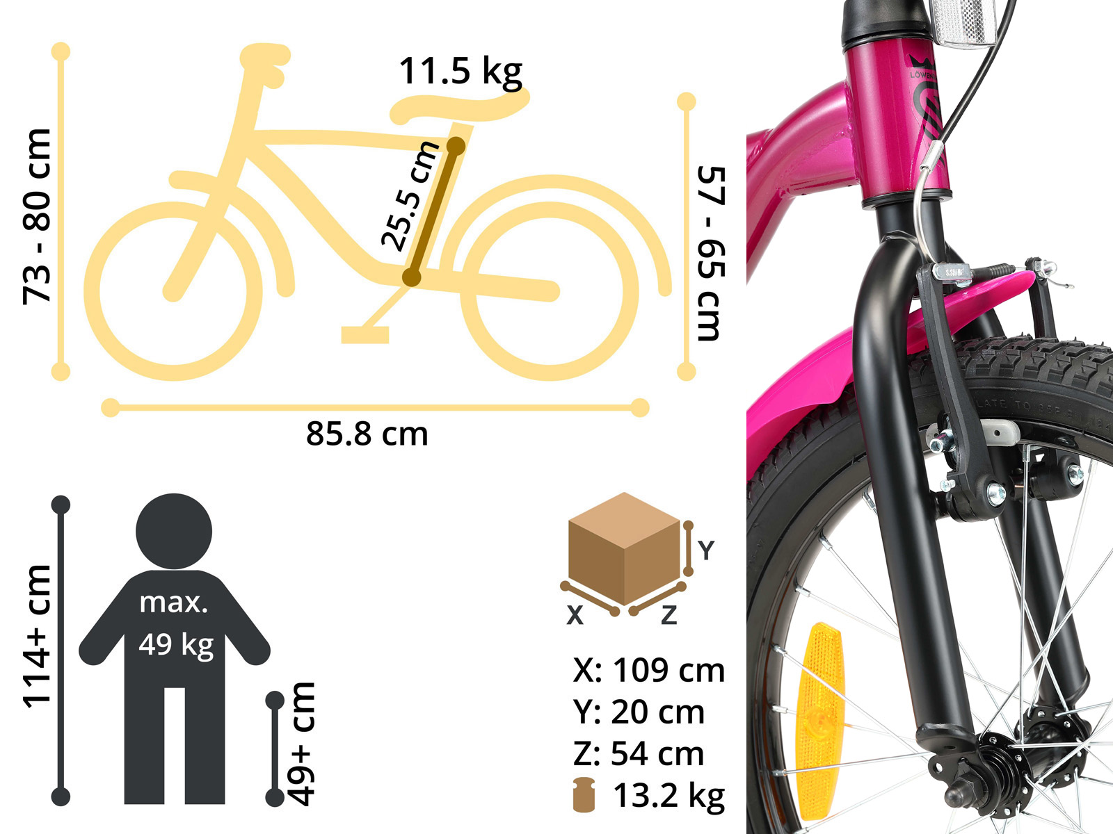 Löwenrad kinderfiets 18 inch wielen paars - Afbeelding 6