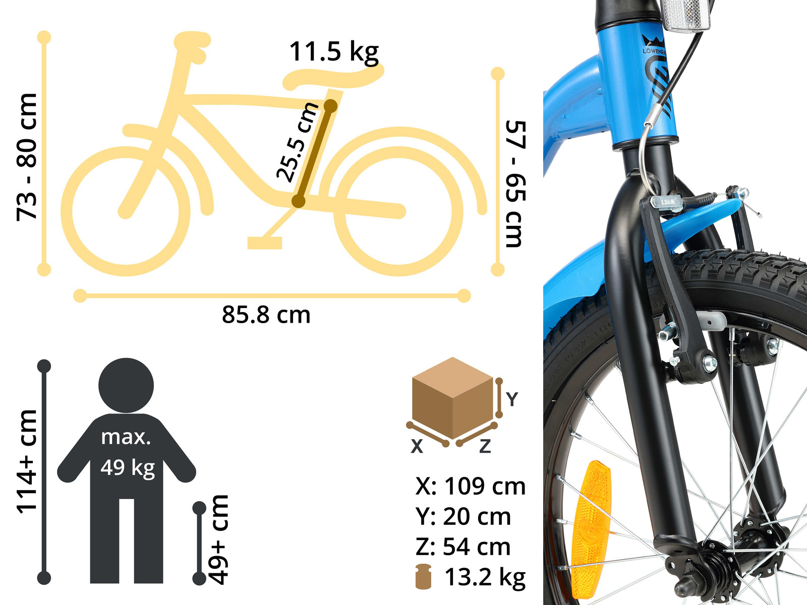 Löwenrad kinderfiets 18 inch wielen blauw - Afbeelding 6