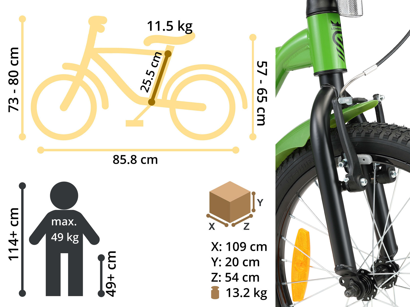 Löwenrad kinderfiets 18 inch wielen groen - Afbeelding 6