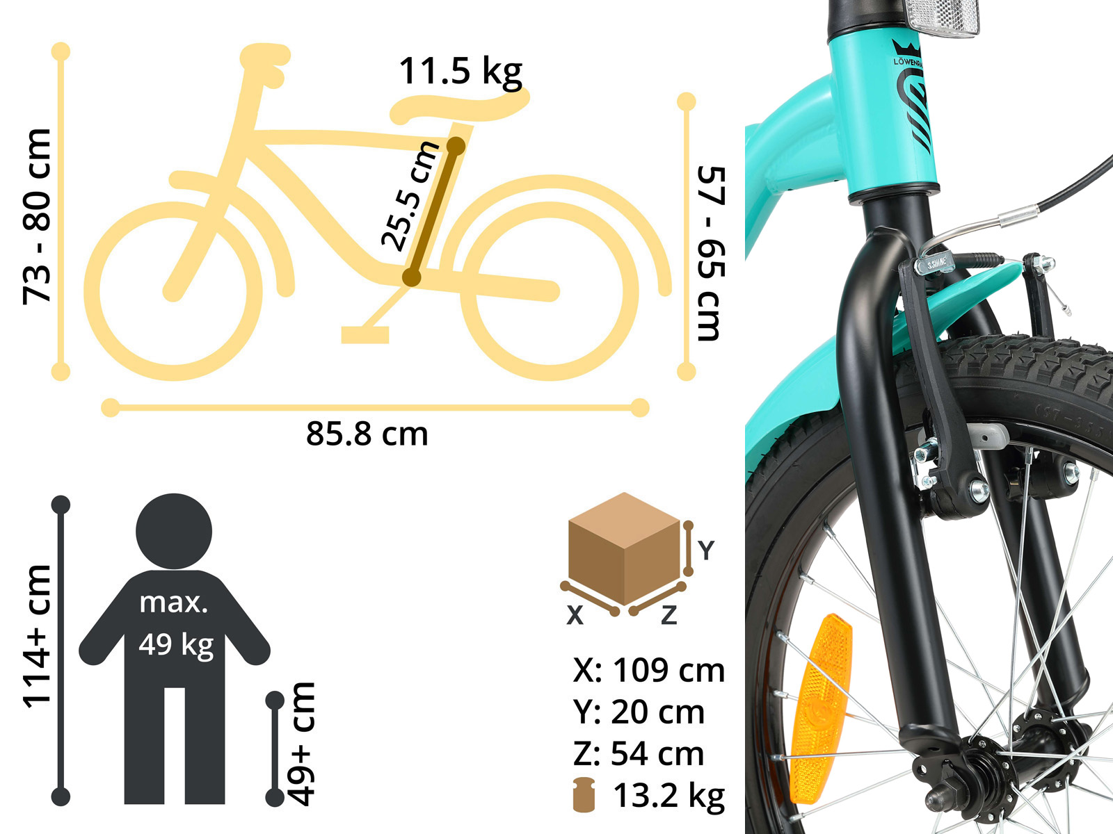 Löwenrad kinderfiets 18 inch wielen mintgroen - Afbeelding 6