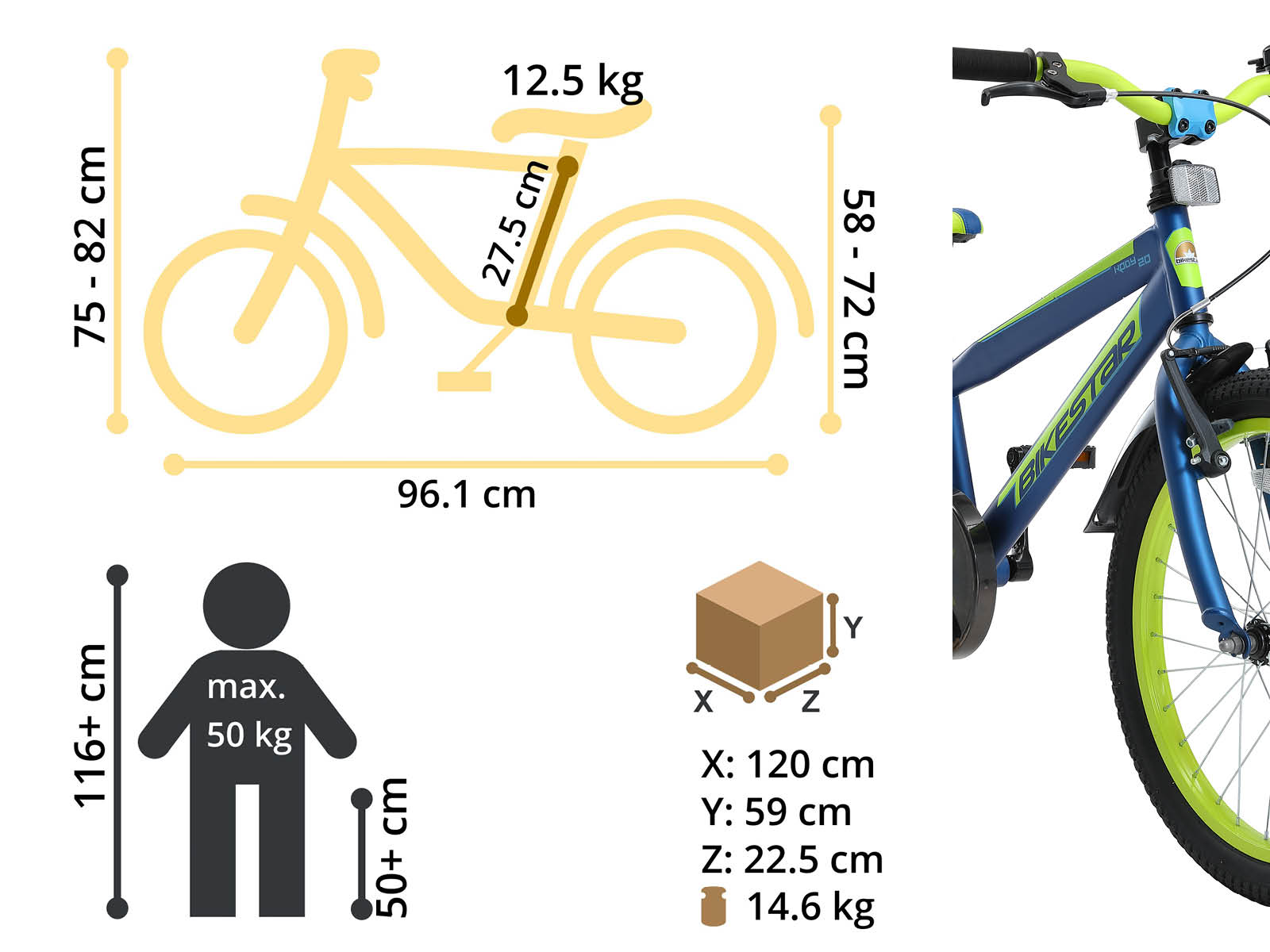 Bikestar kinderfiets Urban Jungle 20 inch blauw/groen - Afbeelding 6