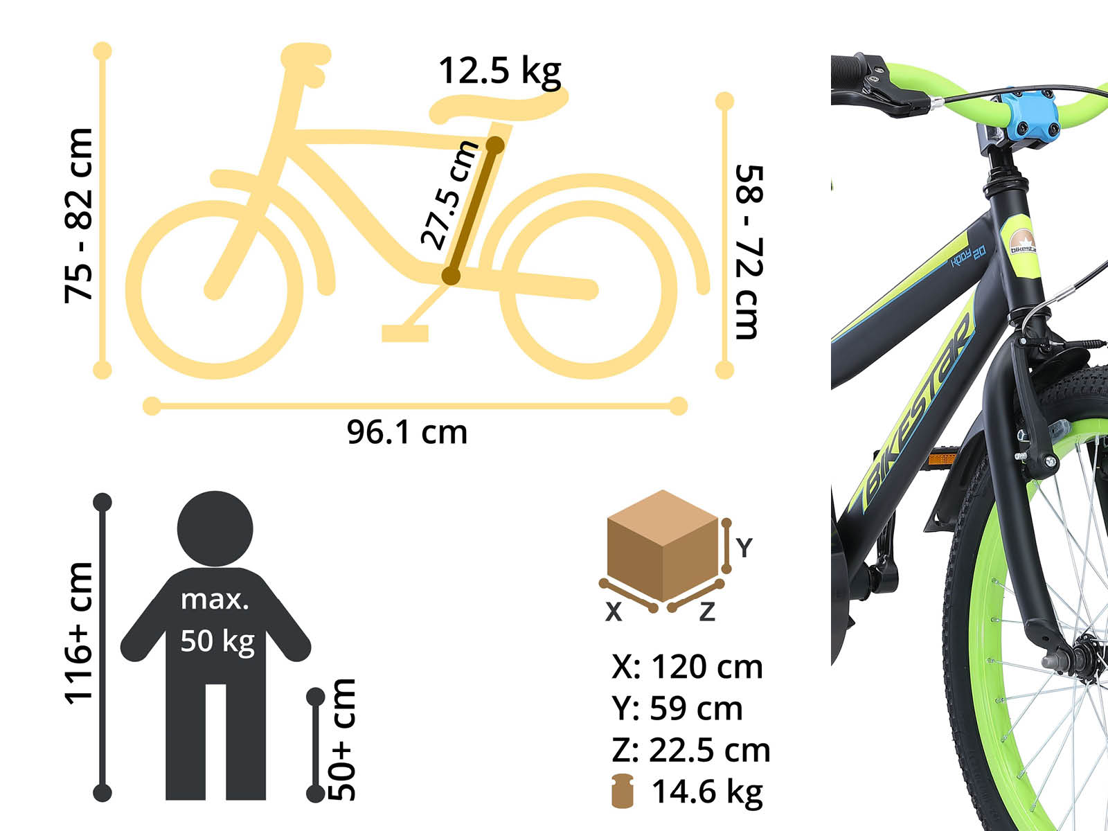 Bikestar kinderfiets Urban Jungle 20 inch zwart/groen - Afbeelding 6