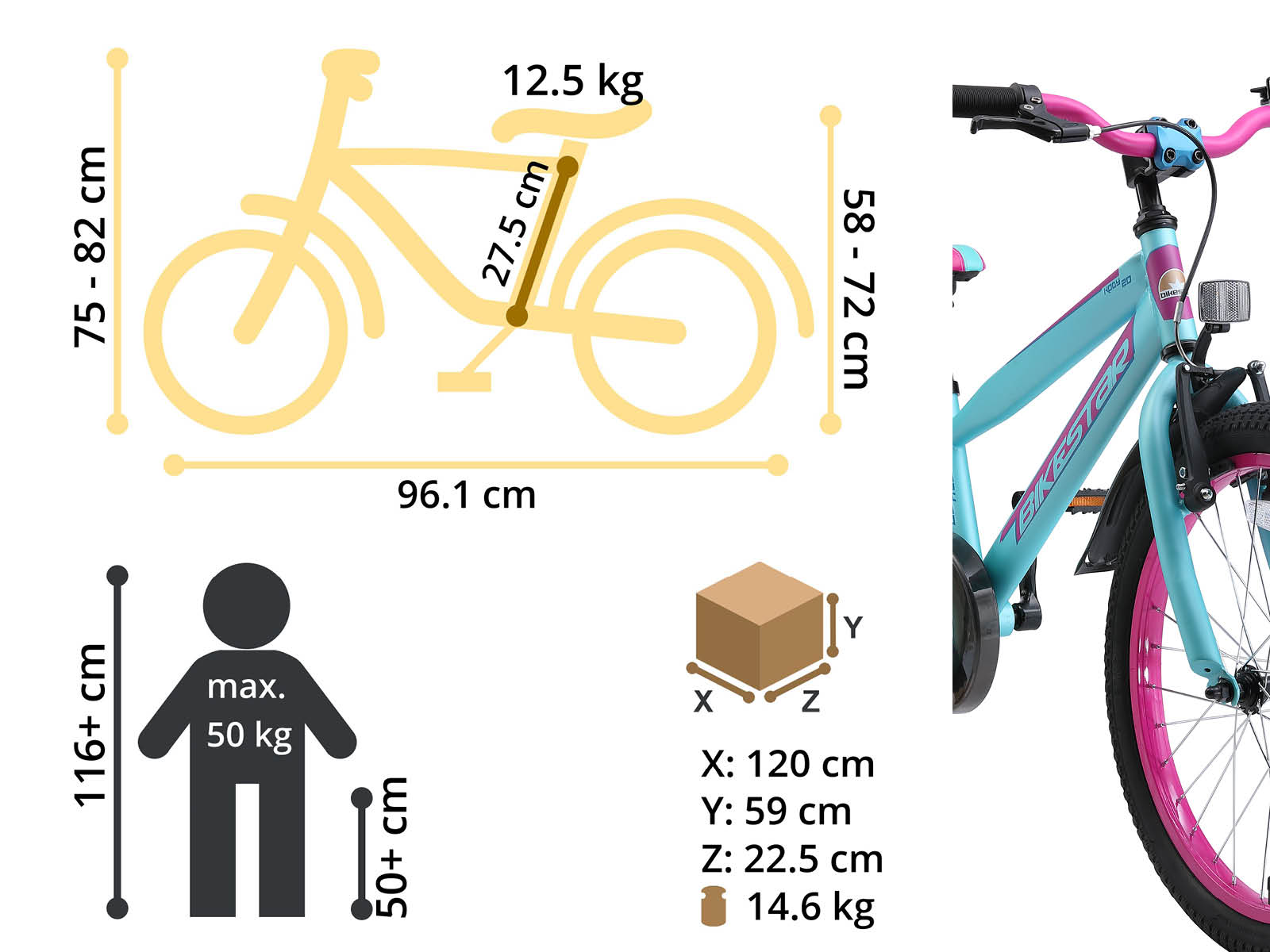 Bikestar kinderfiets Urban Jungle 20 inch paars/turquoise - Afbeelding 6