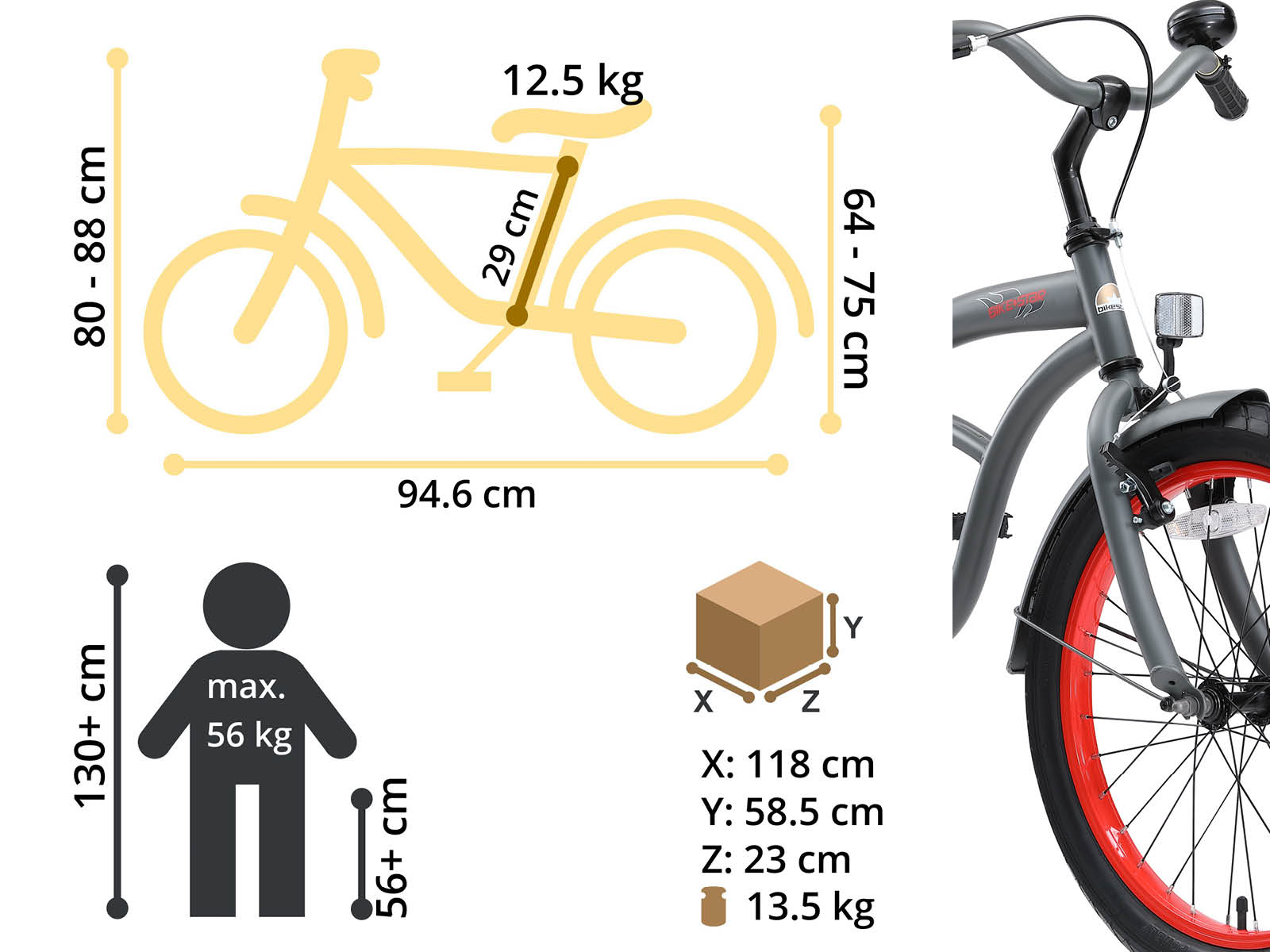 Bikestar kinderfiets Cruiser 20 inch grijs - Afbeelding 6