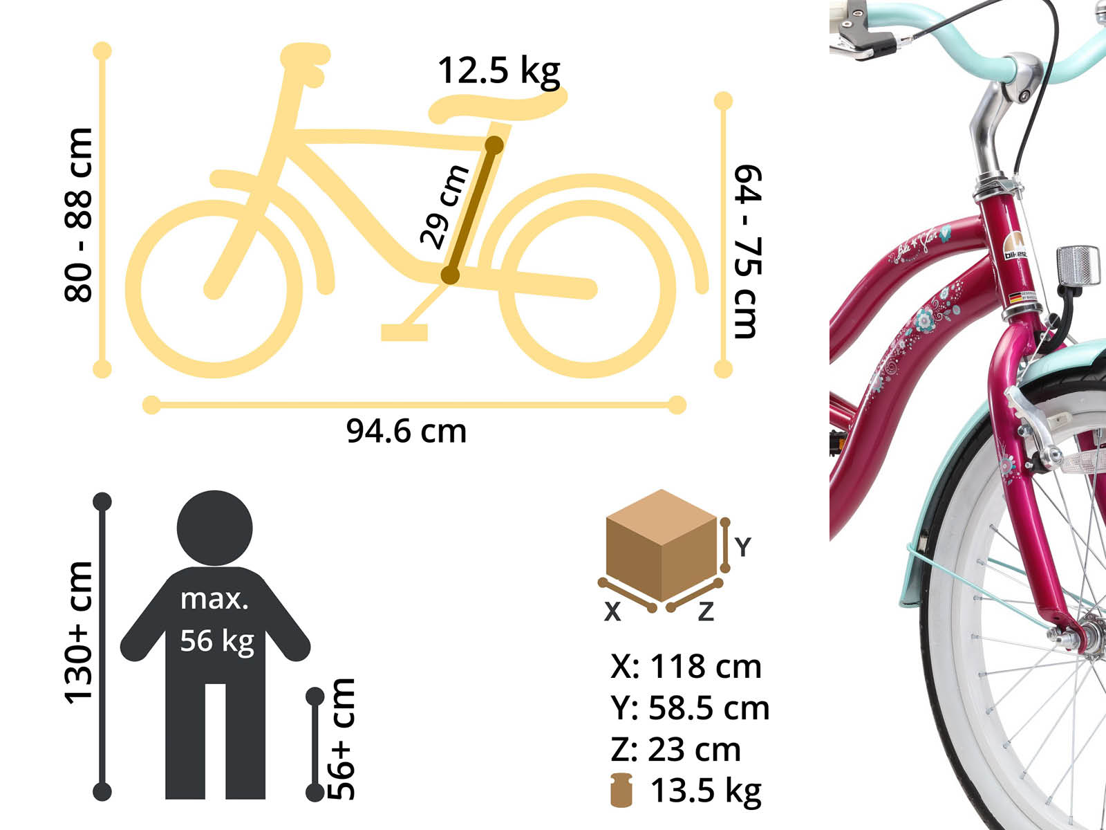 Bikestar kinderfiets Cruiser 20 inch lila - Afbeelding 6