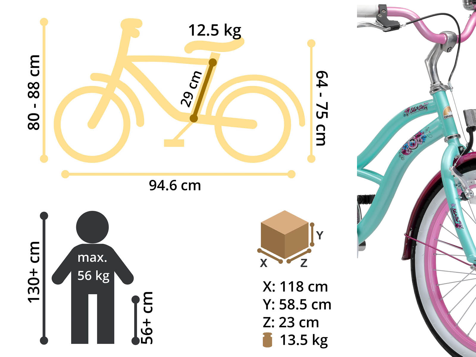 Bikestar kinderfiets Cruiser 20 inch mintgroen - Afbeelding 6