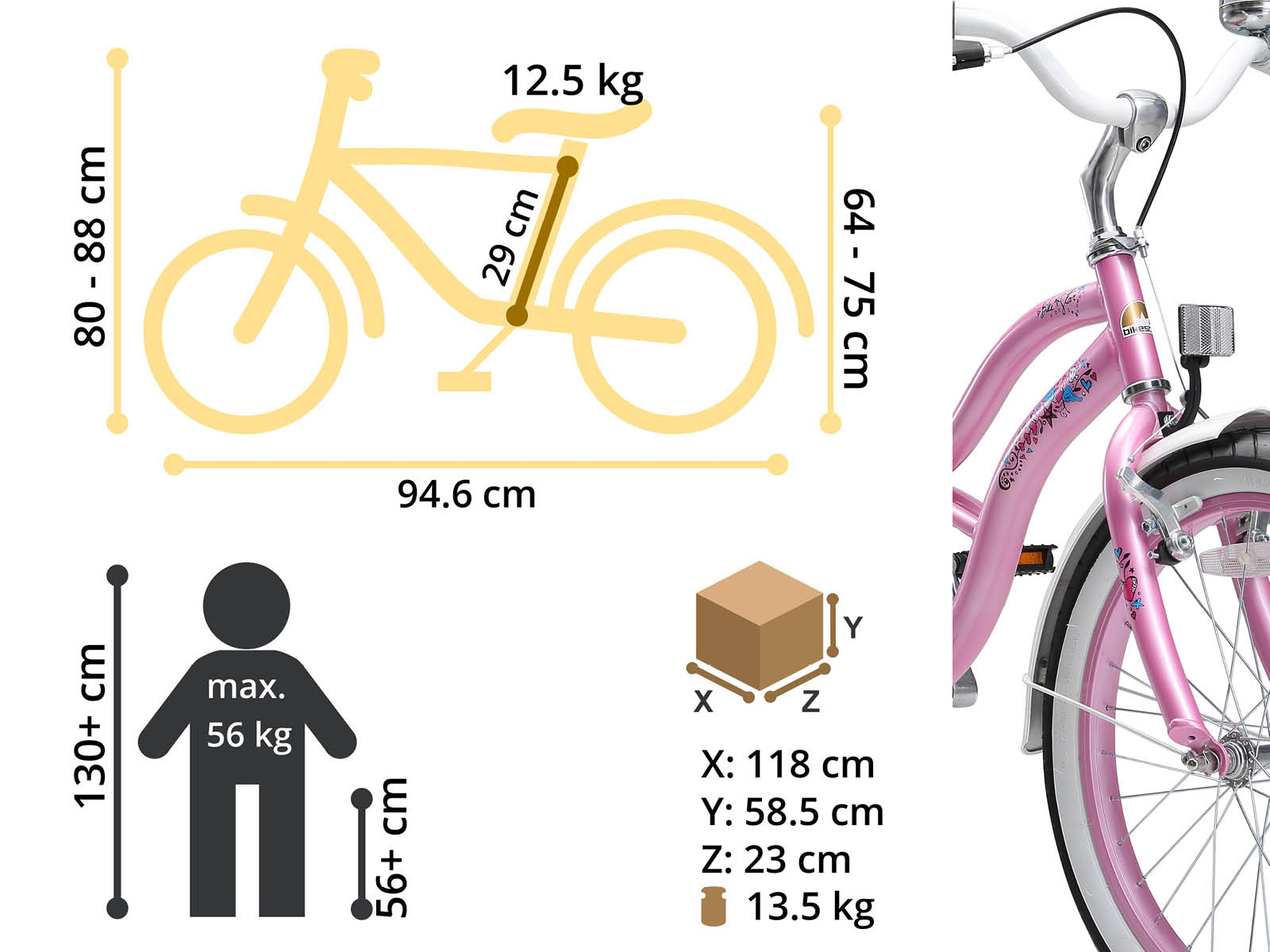 Bikestar kinderfiets Cruiser 20 inch roze - Afbeelding 6