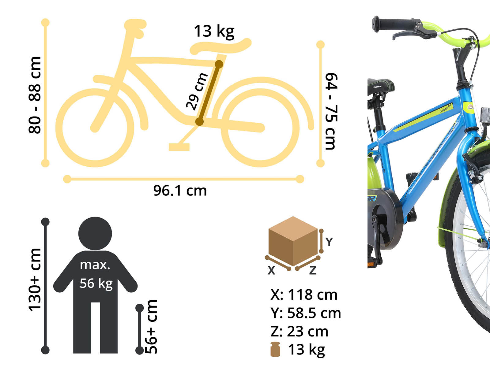 Bikestar kinderfiets Urban City 20 inch blauw/groen - Afbeelding 6