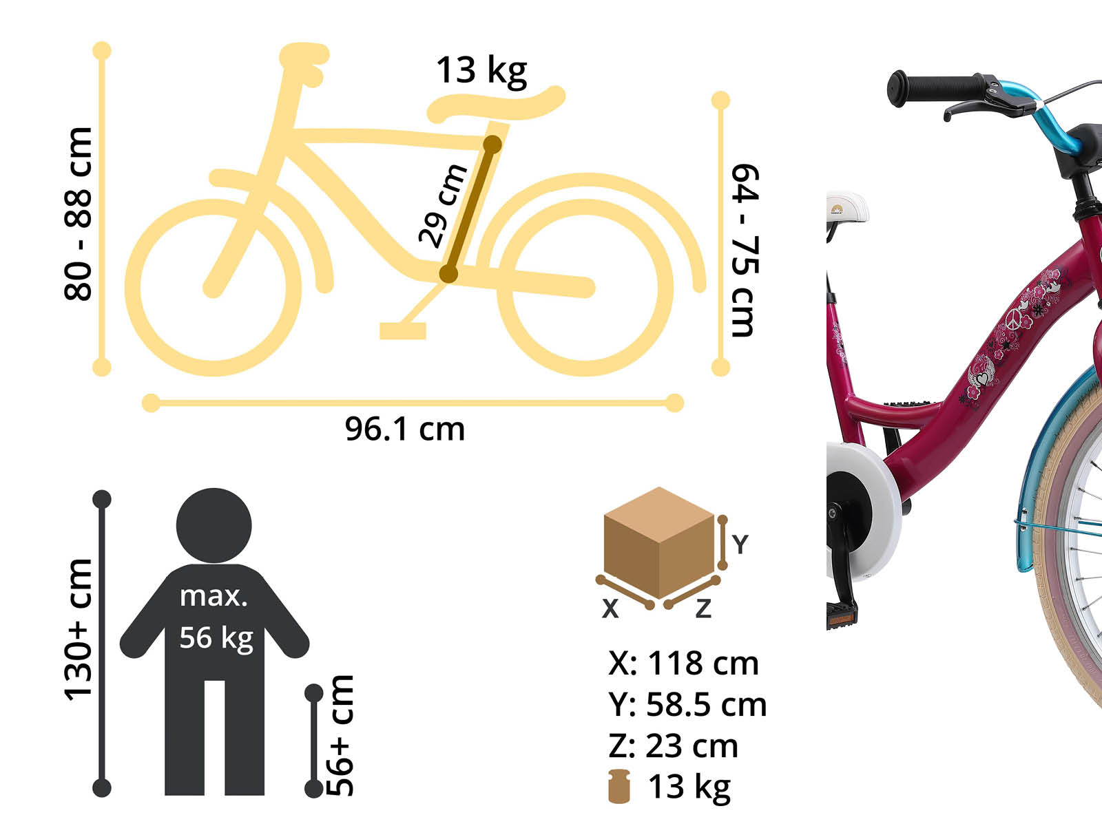 Bikestar kinderfiets Classic 20 inch paars/turquoise - Afbeelding 6