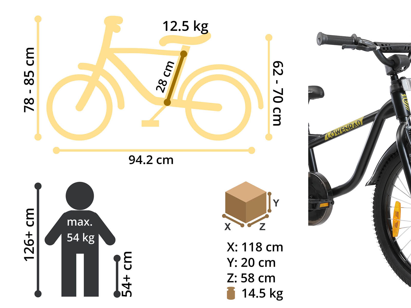 Löwenrad kinderfiets 20 inch wielen zwart - Afbeelding 6