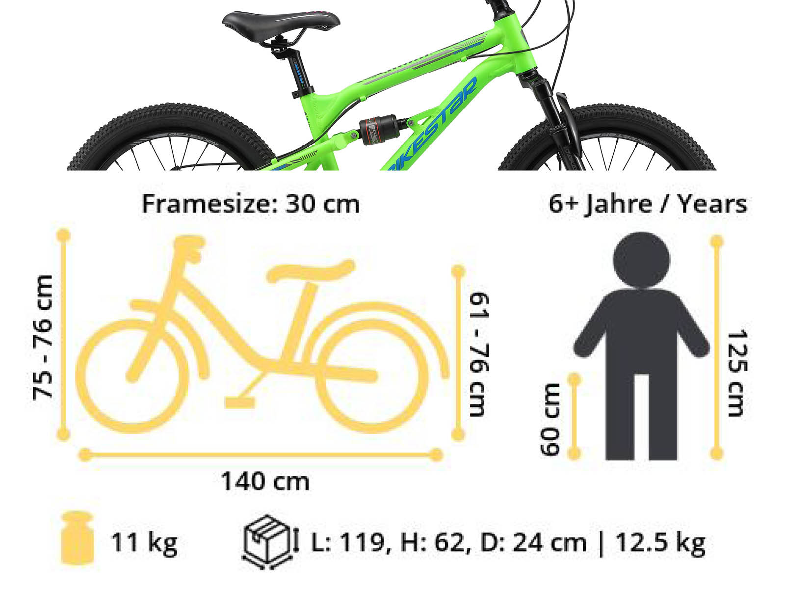Bikestar kinderfiets MTB Fully 7speed 20inch groen - Afbeelding 6