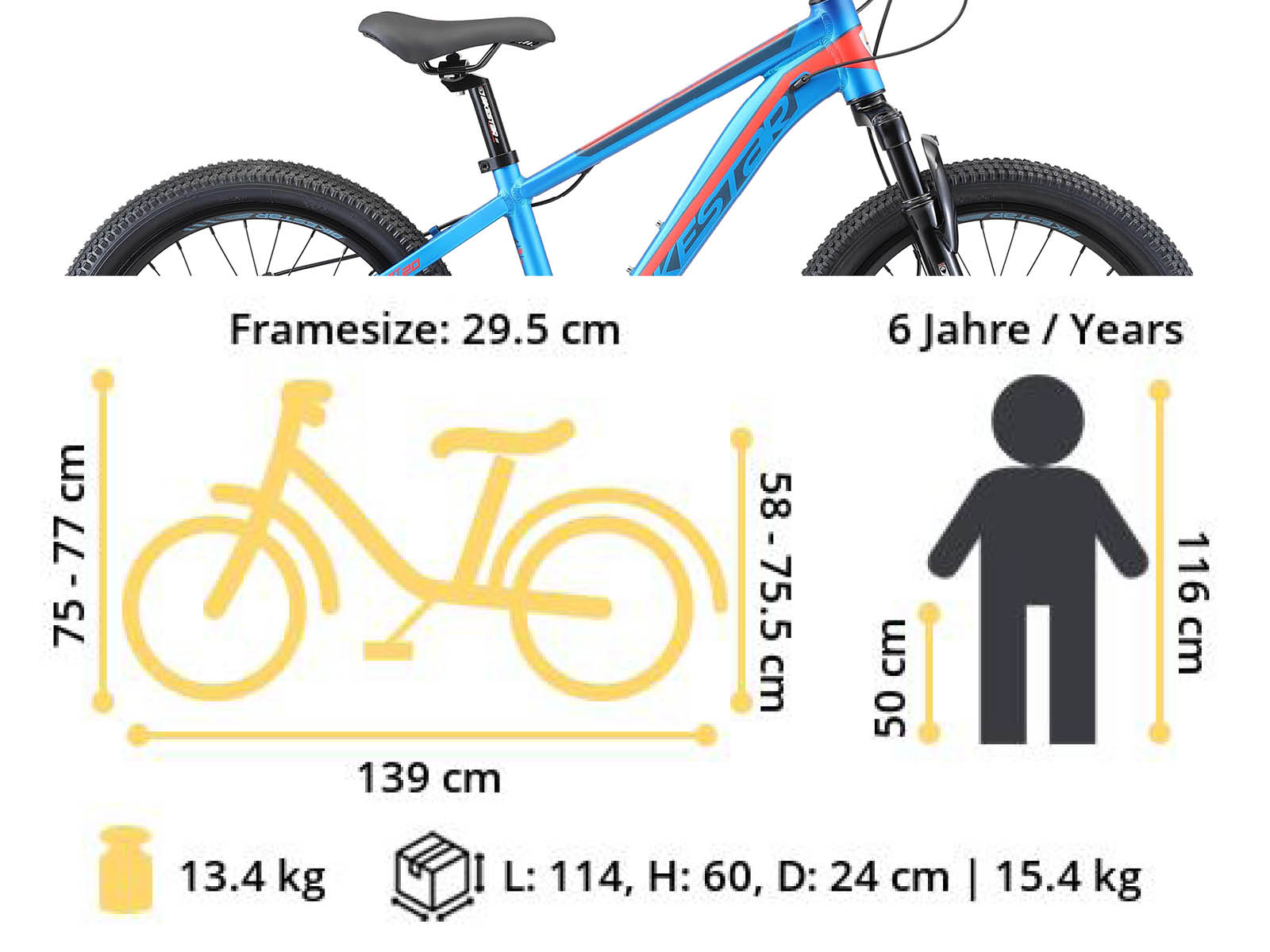 Bikestar kinderfiets MTB Sport 7speed 20 inch blauw/oranje - Afbeelding 6