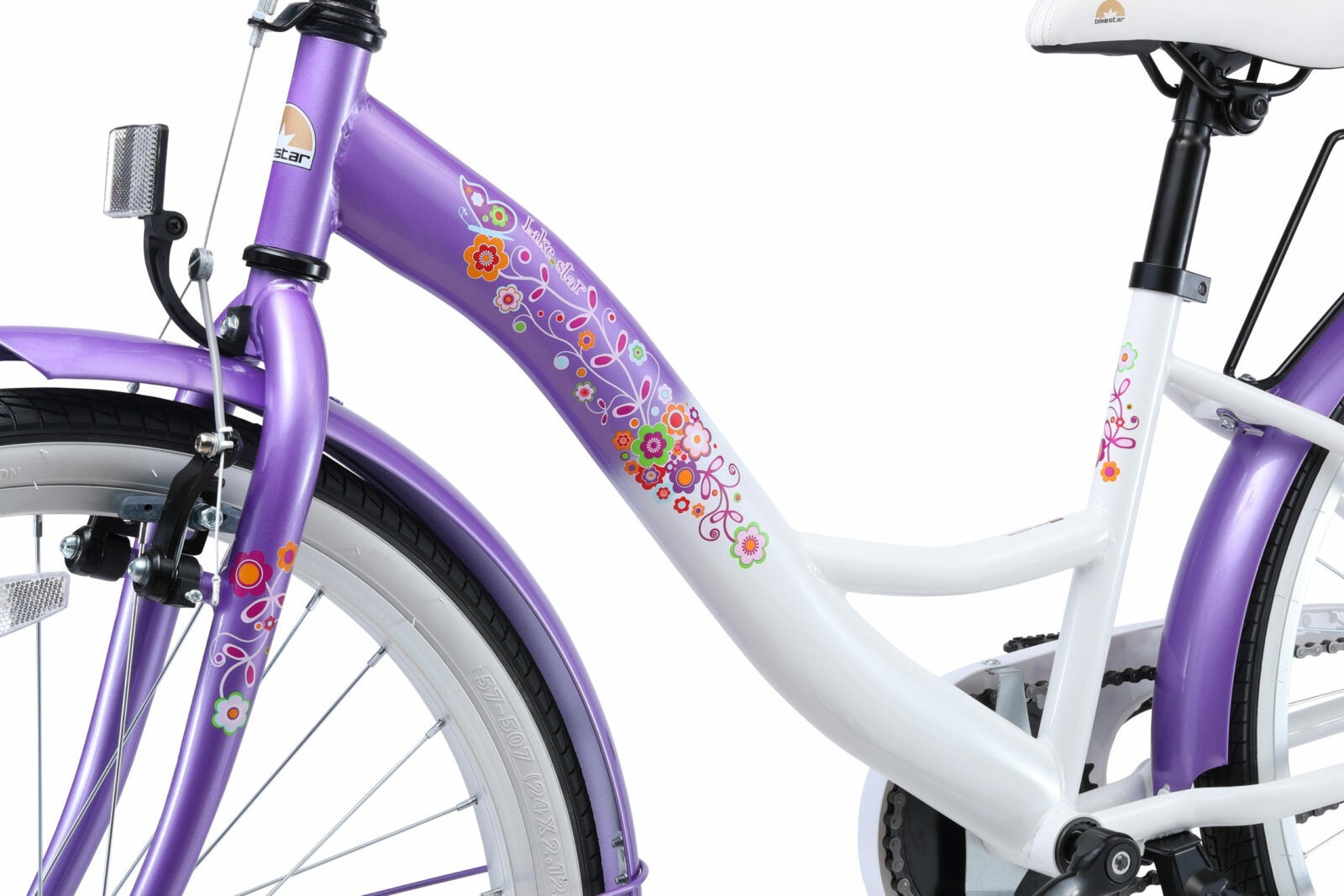 Bikestar, Classic kinderfiets, 24 inch, lila / wit TK - Afbeelding 10