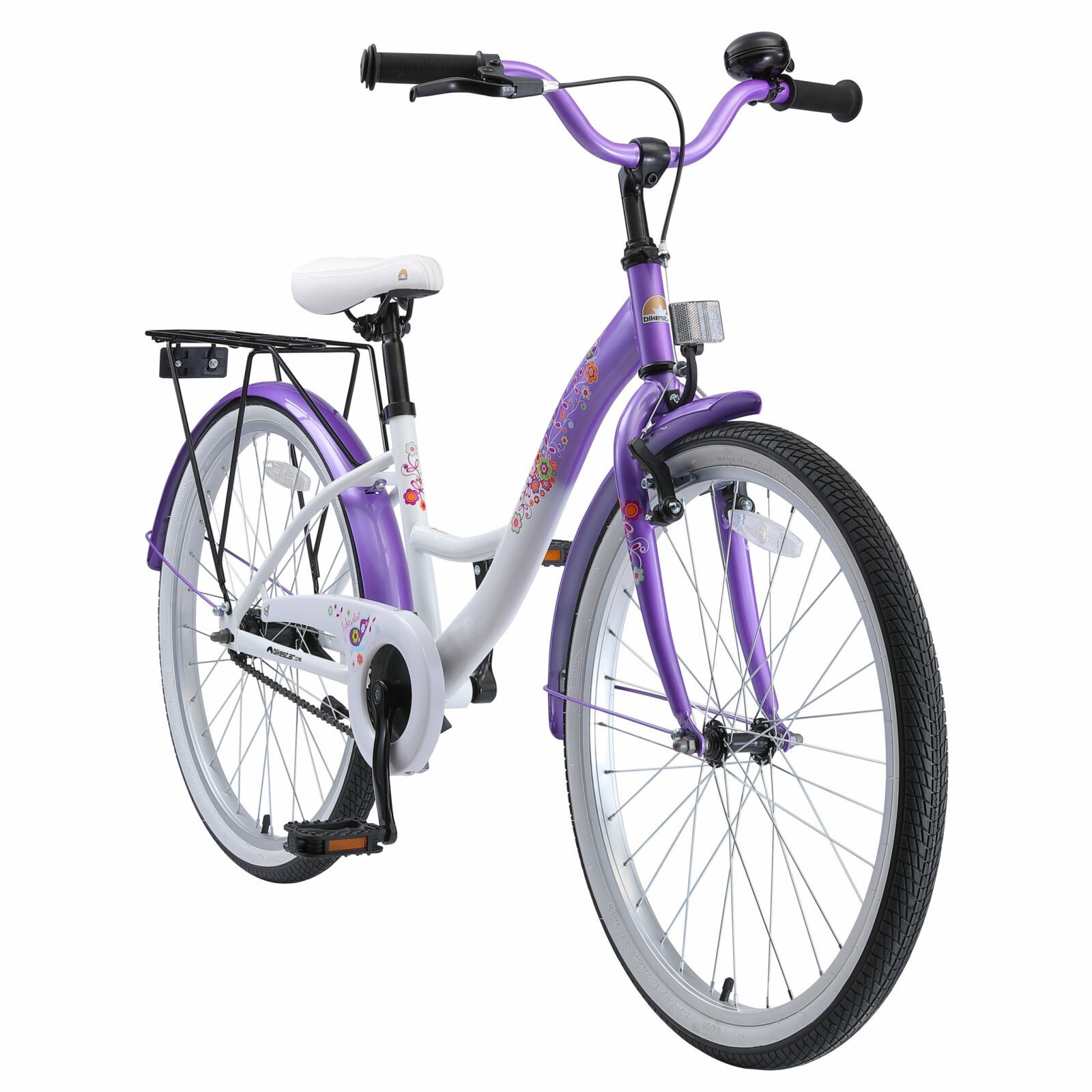 Bikestar, Classic kinderfiets, 24 inch, lila / wit TK - Afbeelding 2