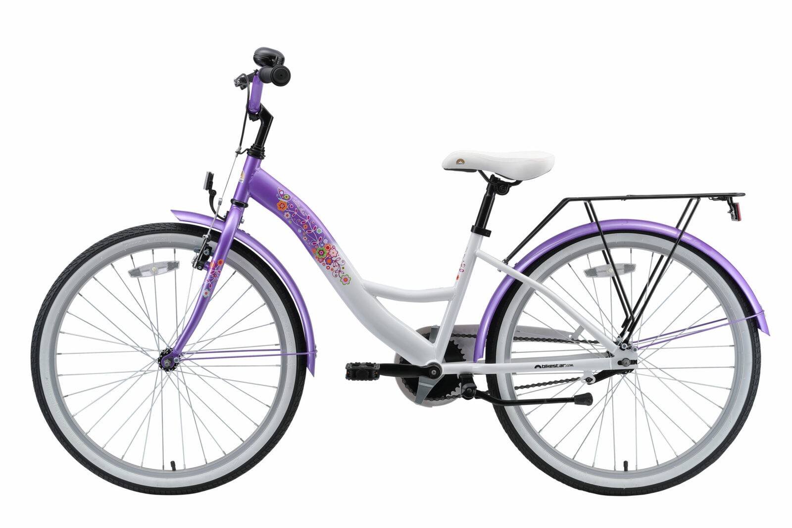 Bikestar, Classic kinderfiets, 24 inch, lila / wit TK - Afbeelding 4