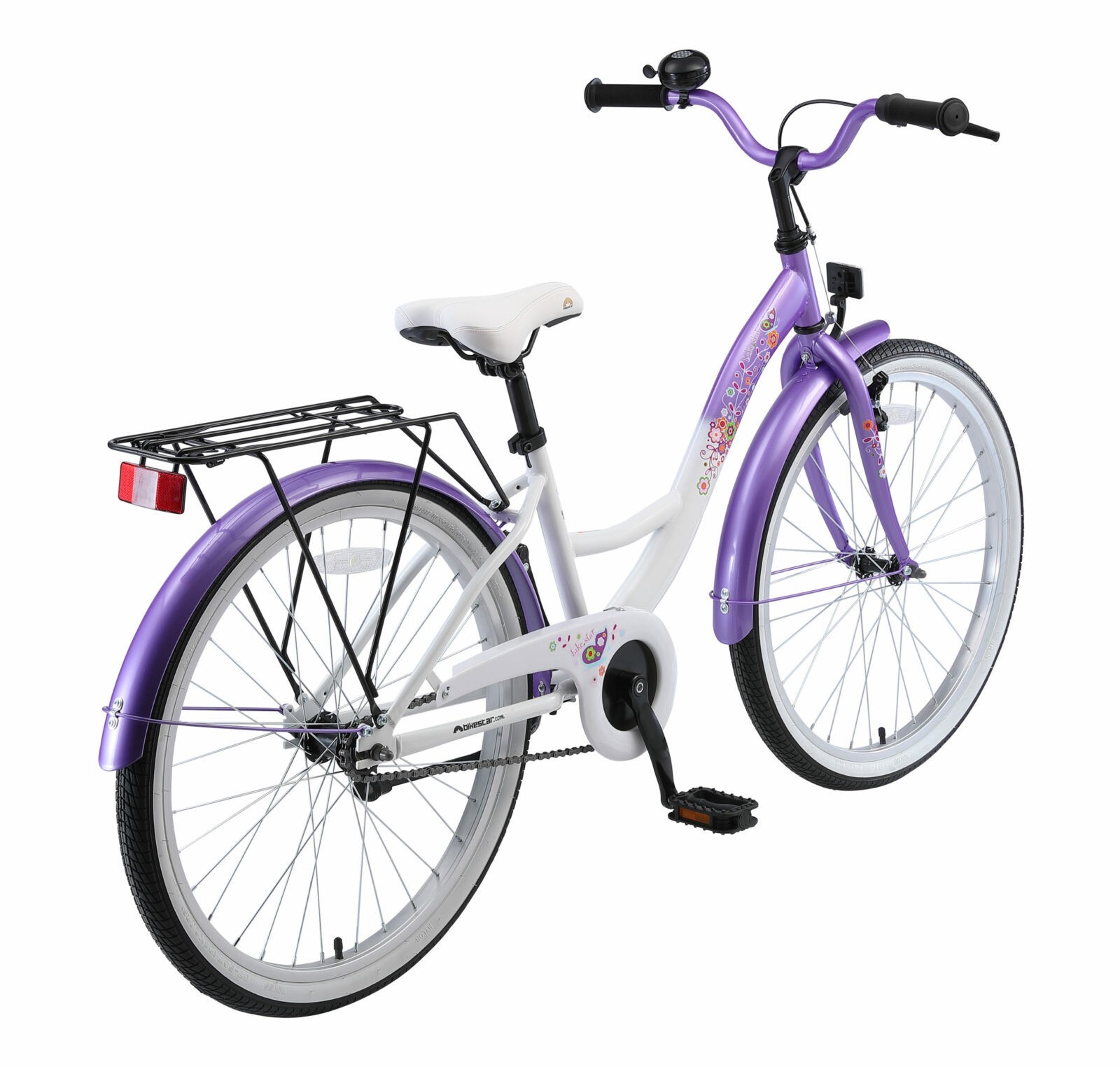 Bikestar, Classic kinderfiets, 24 inch, lila / wit TK - Afbeelding 5