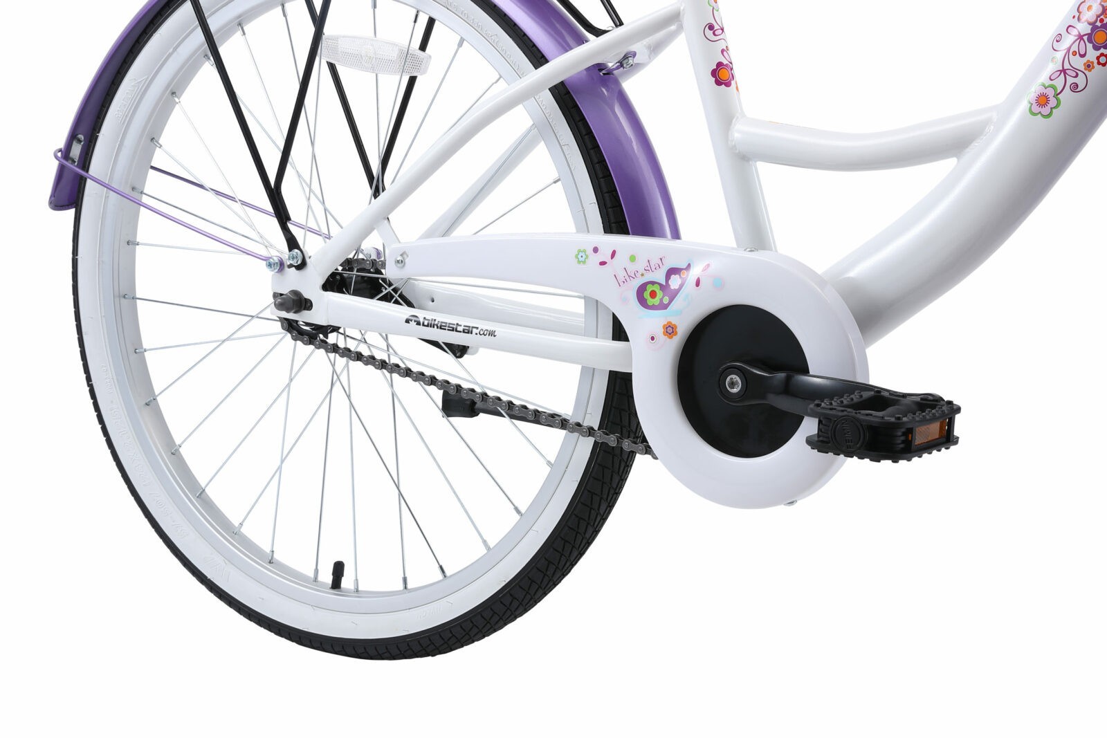 Bikestar, Classic kinderfiets, 24 inch, lila / wit TK - Afbeelding 6