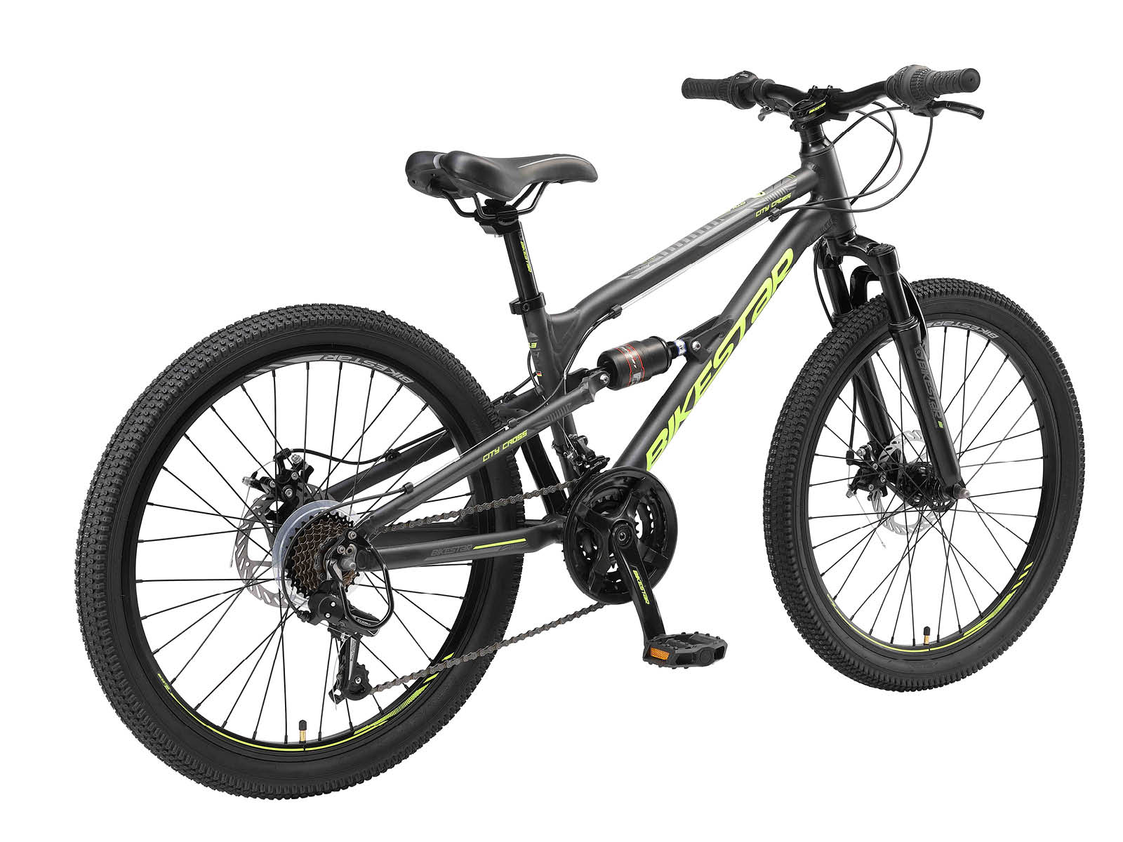 Bikestar MTB Fully alu 21speed 24inch zwart/groen - Afbeelding 3