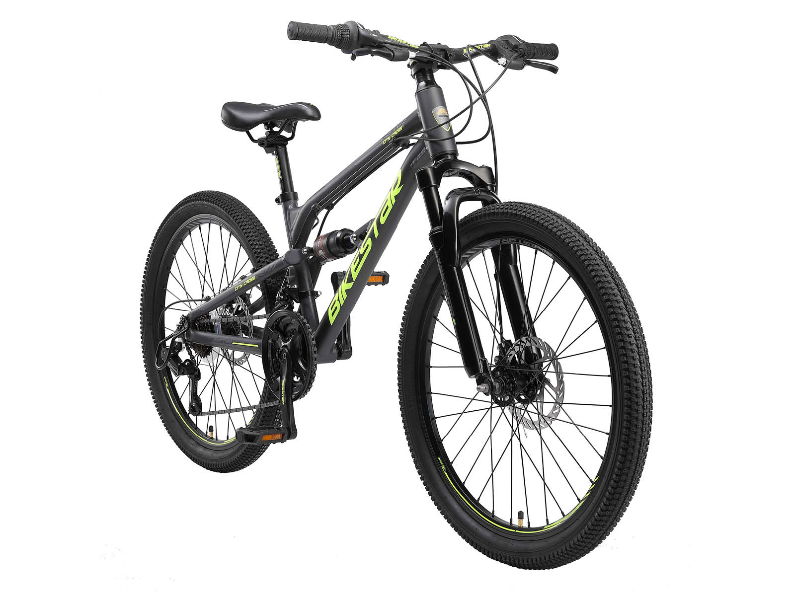 Bikestar MTB Fully alu 21speed 24inch zwart/groen - Afbeelding 2