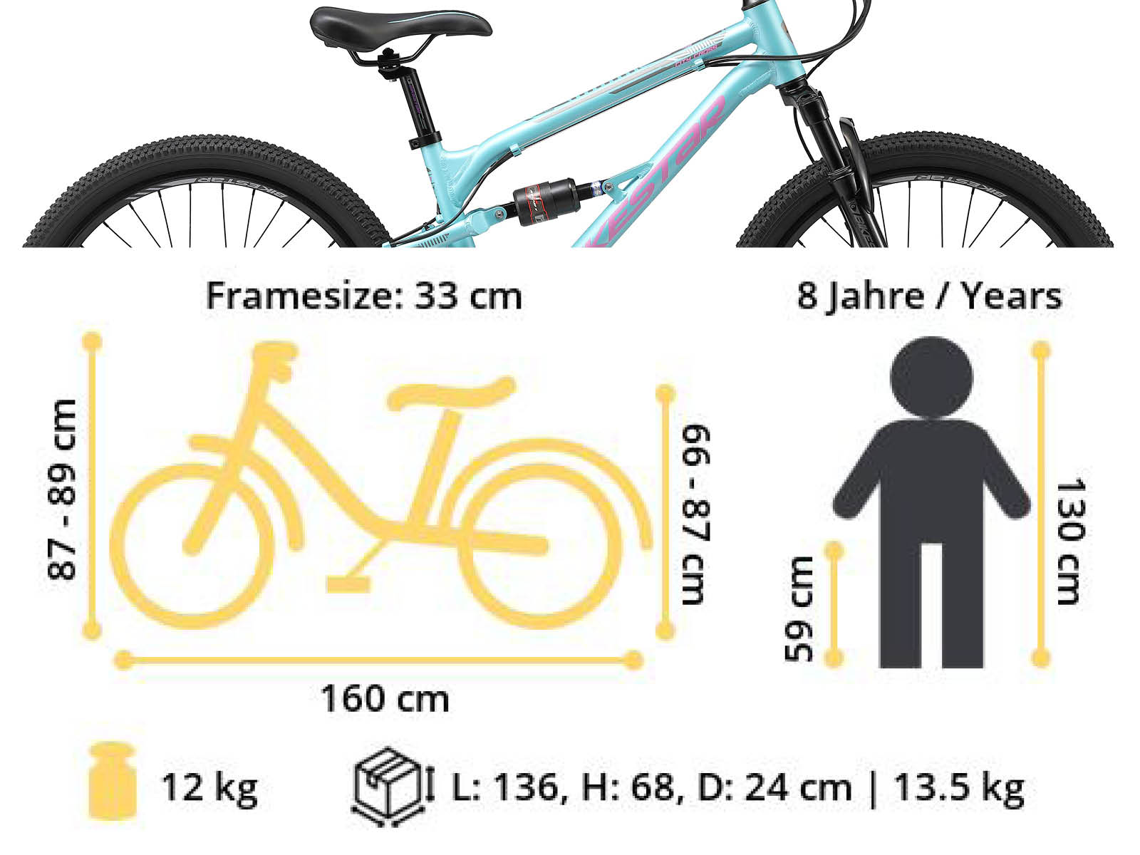 Bikestar MTB Fully alu 21speed 24inch blauw/roze - Afbeelding 6