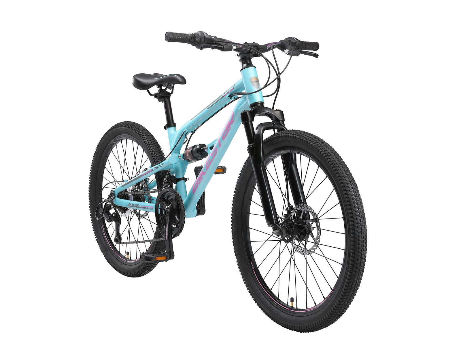 Bikestar MTB Fully alu 21speed 24inch blauw/roze - Afbeelding 2