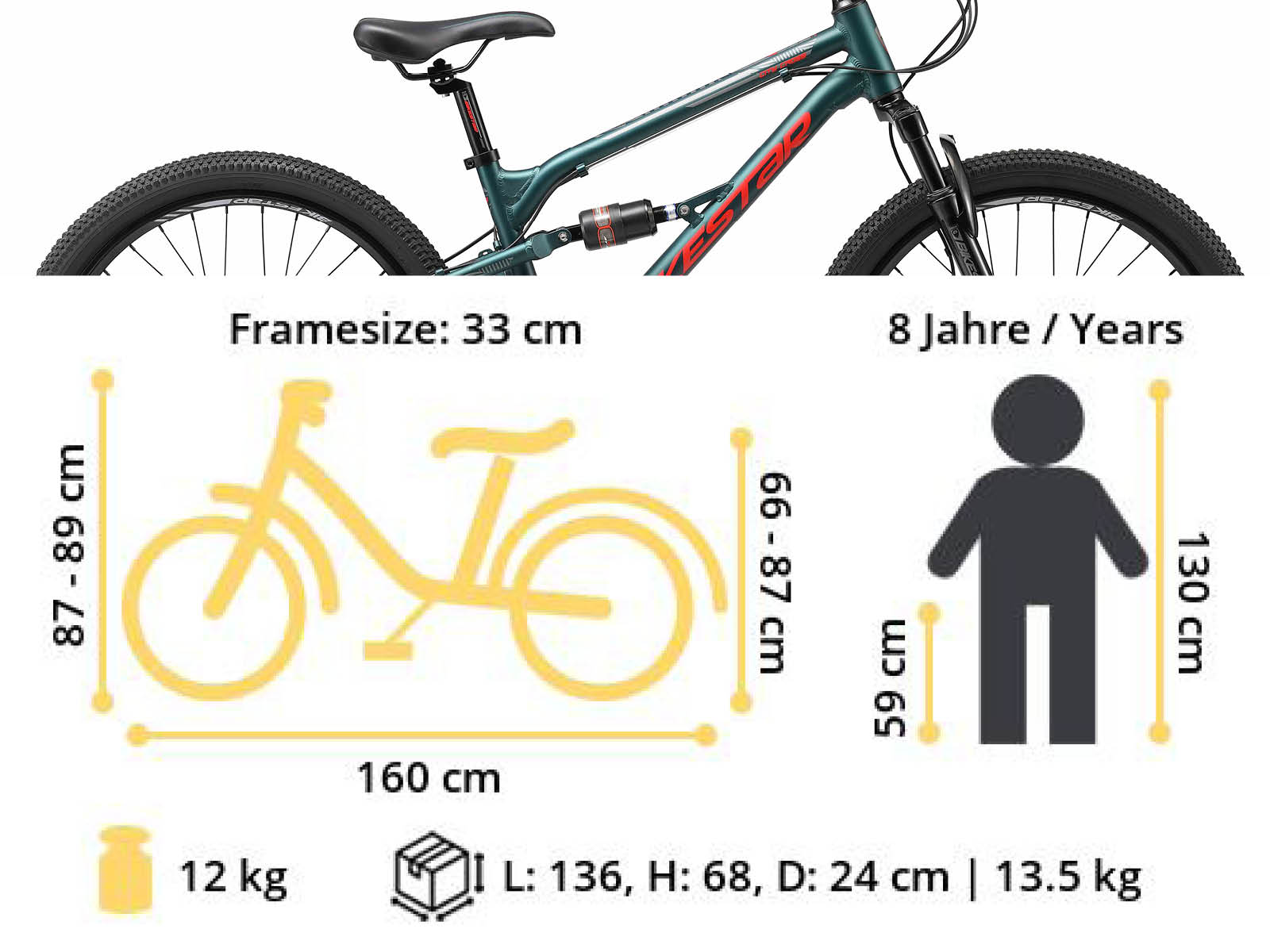 Bikestar MTB Fully alu 21speed 24inch groen/rood - Afbeelding 6