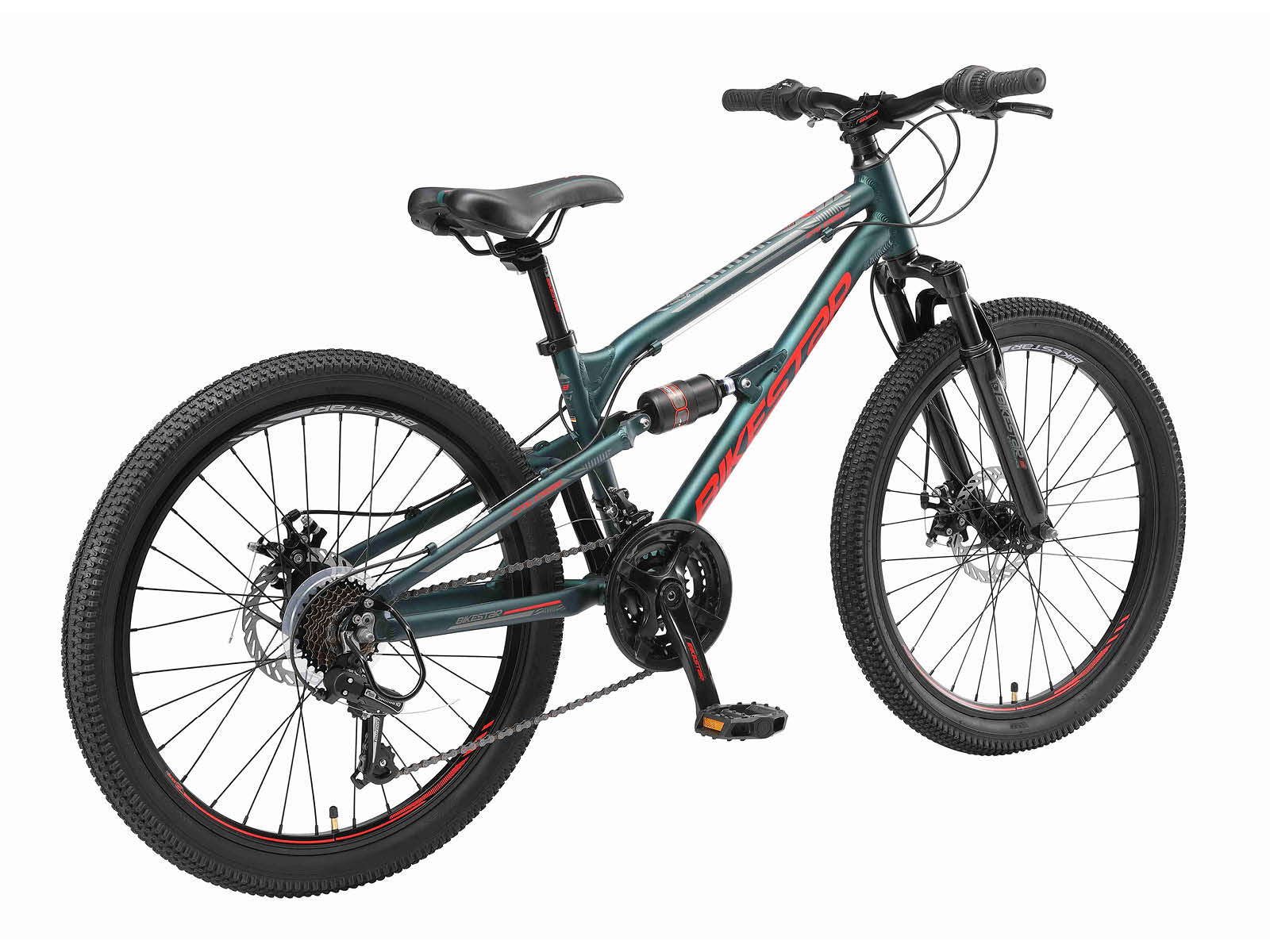 Bikestar MTB Fully alu 21speed 24inch groen/rood - Afbeelding 3