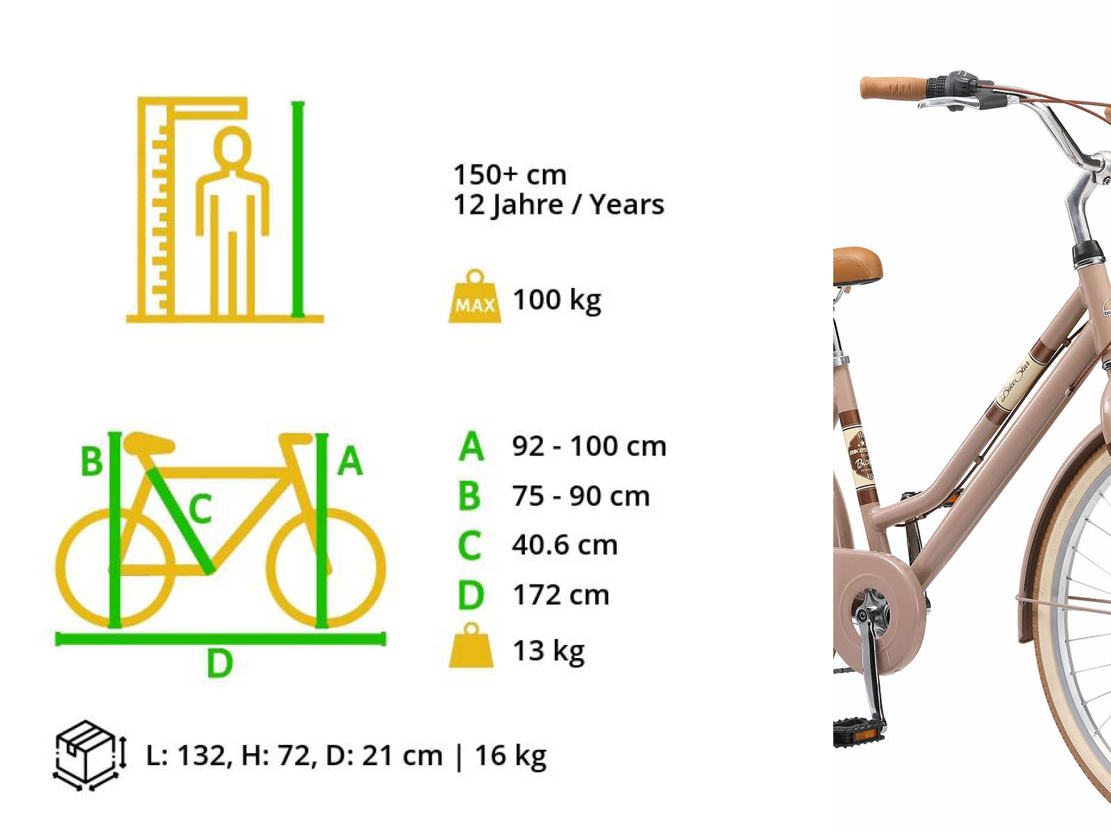 Bikestar, retro damesfiets, 26 inch, 7 sp derailleur, bruin - Afbeelding 9