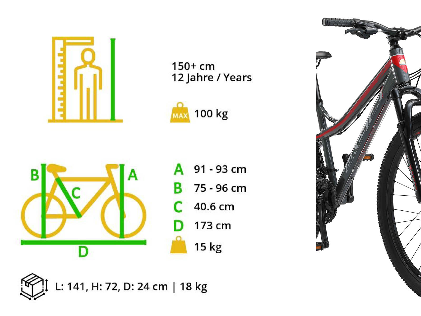 Bikestar Hardtail MTB Alu 26 inch 21 Speed Grijs/Rood - Afbeelding 6
