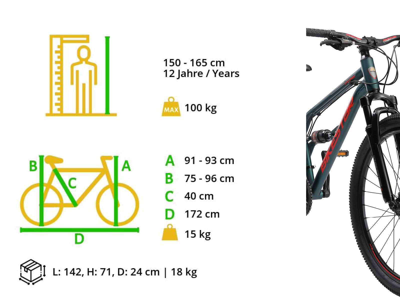 Bikestar Fully MTB Alu 26 inch 21 Speed groen/rood - Afbeelding 6