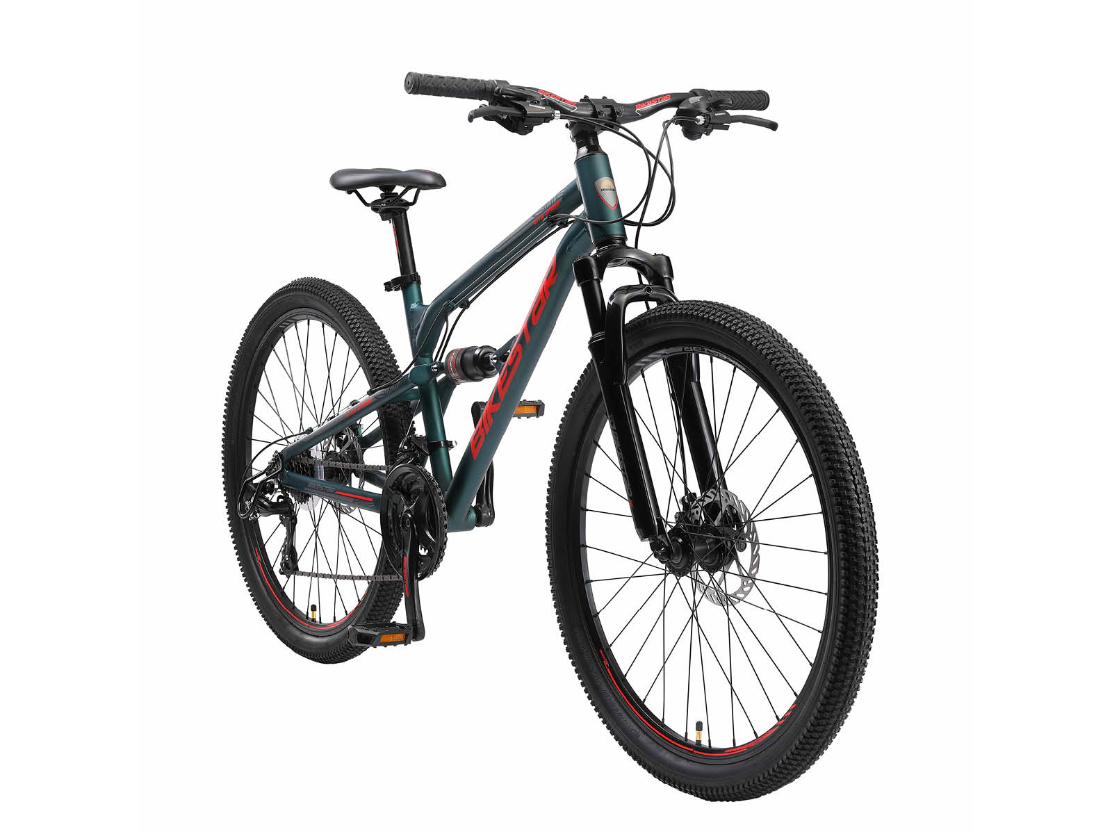 Bikestar Fully MTB Alu 26 inch 21 Speed groen/rood - Afbeelding 2