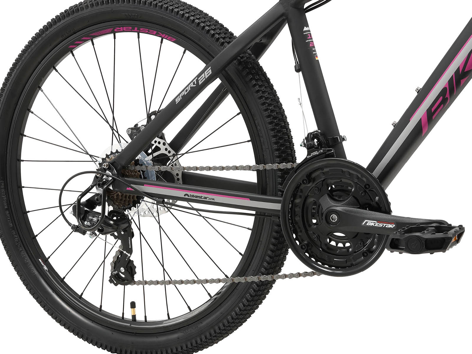 Bikestar Hardtail MTB Alu Sport M 26 inch 21 speed zwart/roze - Afbeelding 5